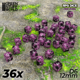 36x D6 12mm Dés de Jeu - Rose Marbre