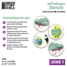 Self-adhesive stencils - Harlequin M - 9x5mm | Adhesive stencils