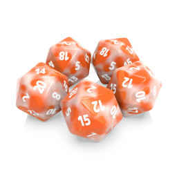 5x D20 20mm Dice - Orange White Marble