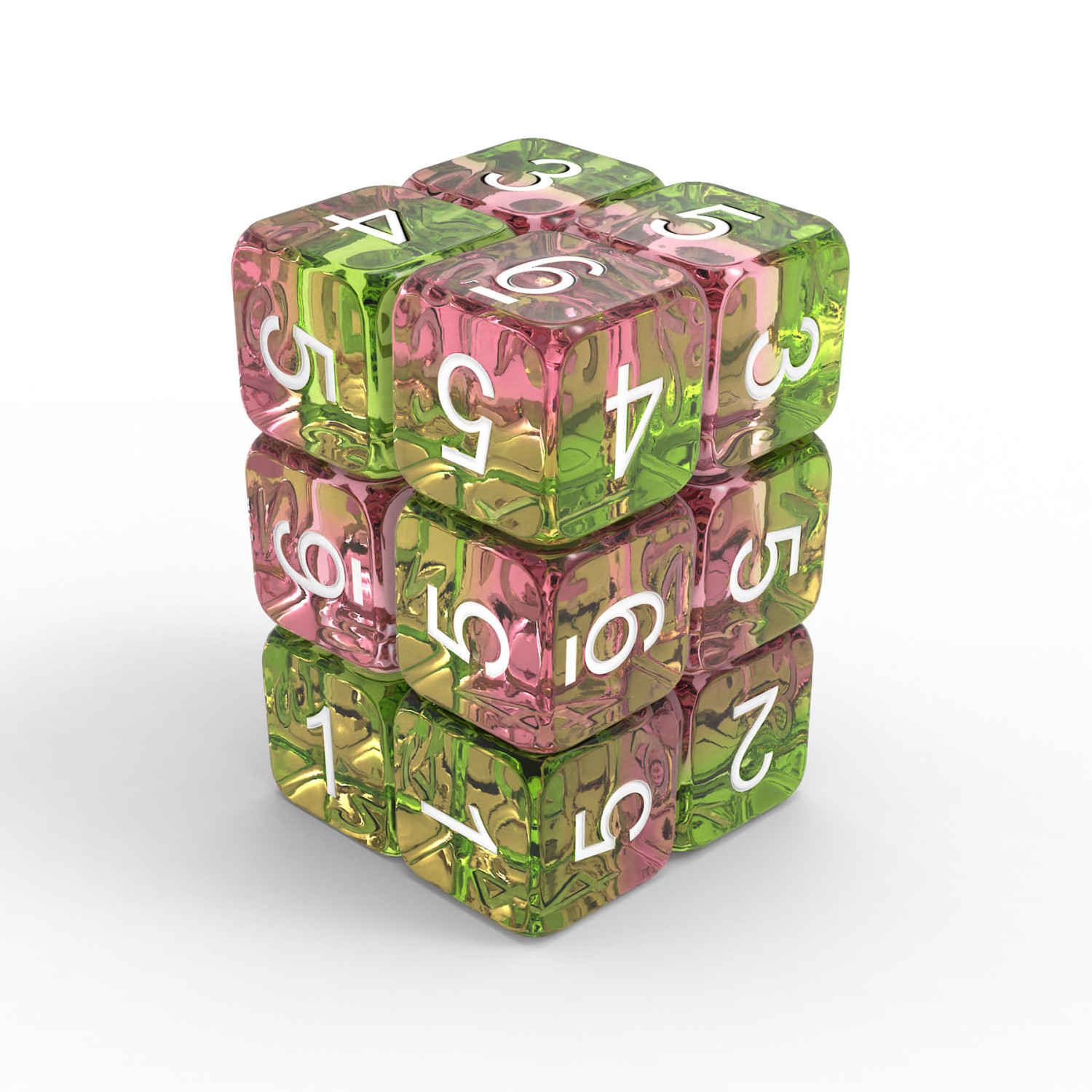 12x Dados D6 16mm - Rosa Claro