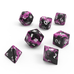 7x Mix 16mm Dés de Jeu - Violet Noir pour jeux de société et de rôle