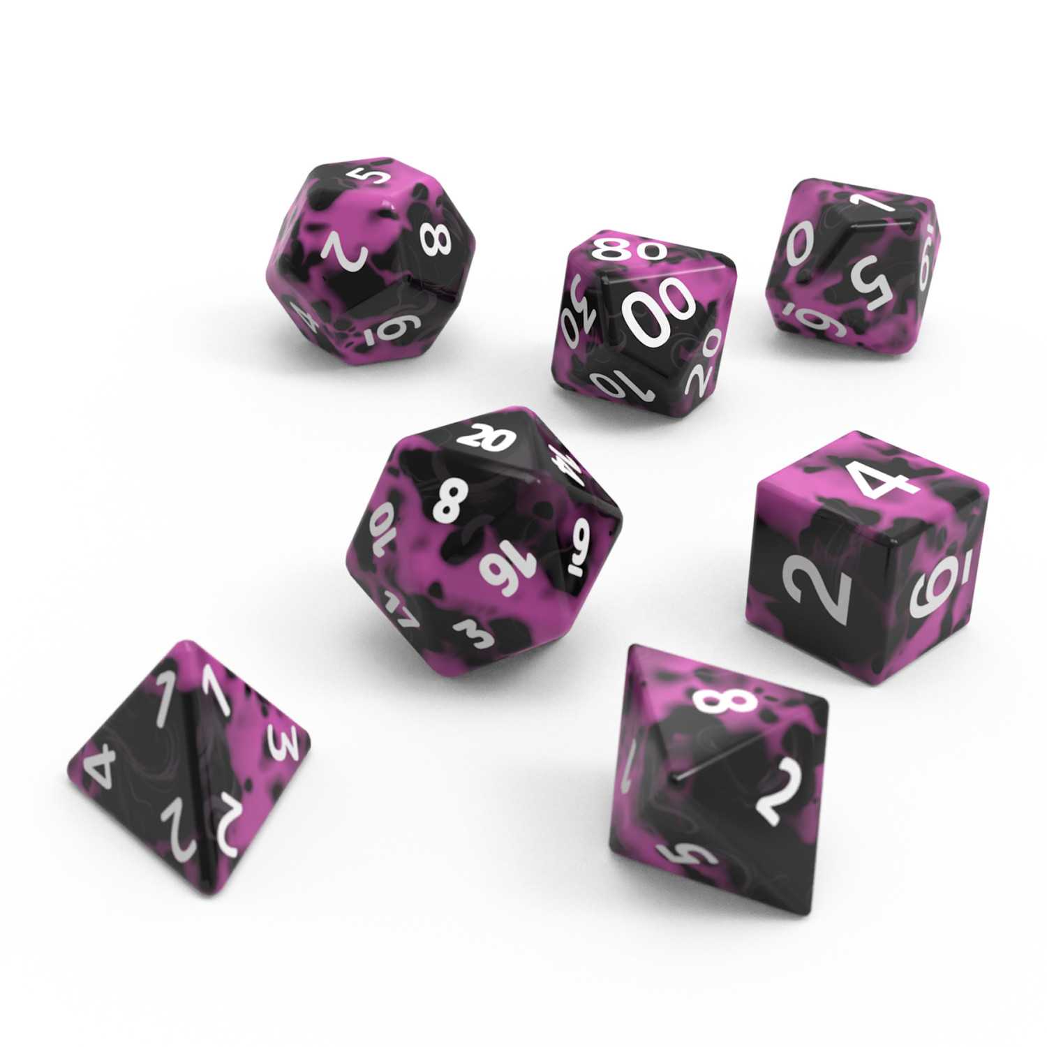 7x Mix 16mm Dice Purple Black for board games and wargames