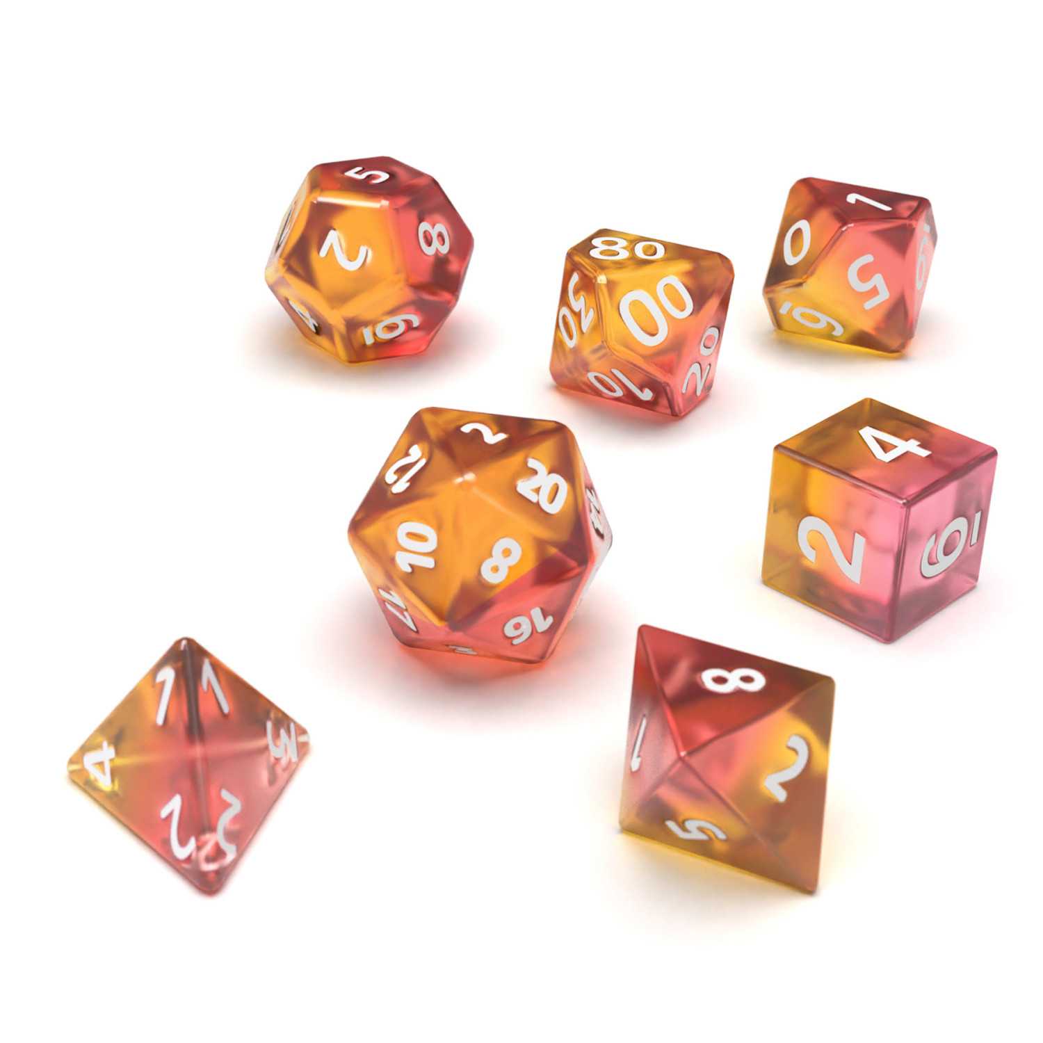 12x D6 16mm Dice - Clear Pink/Orange
