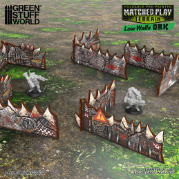 Vorbemalte niedrige Ork-Mauern Matched Play für Warhammer competitive