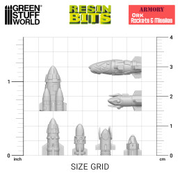 3D printed set - Ork Rockets & Missiles made with high-quality resin.
