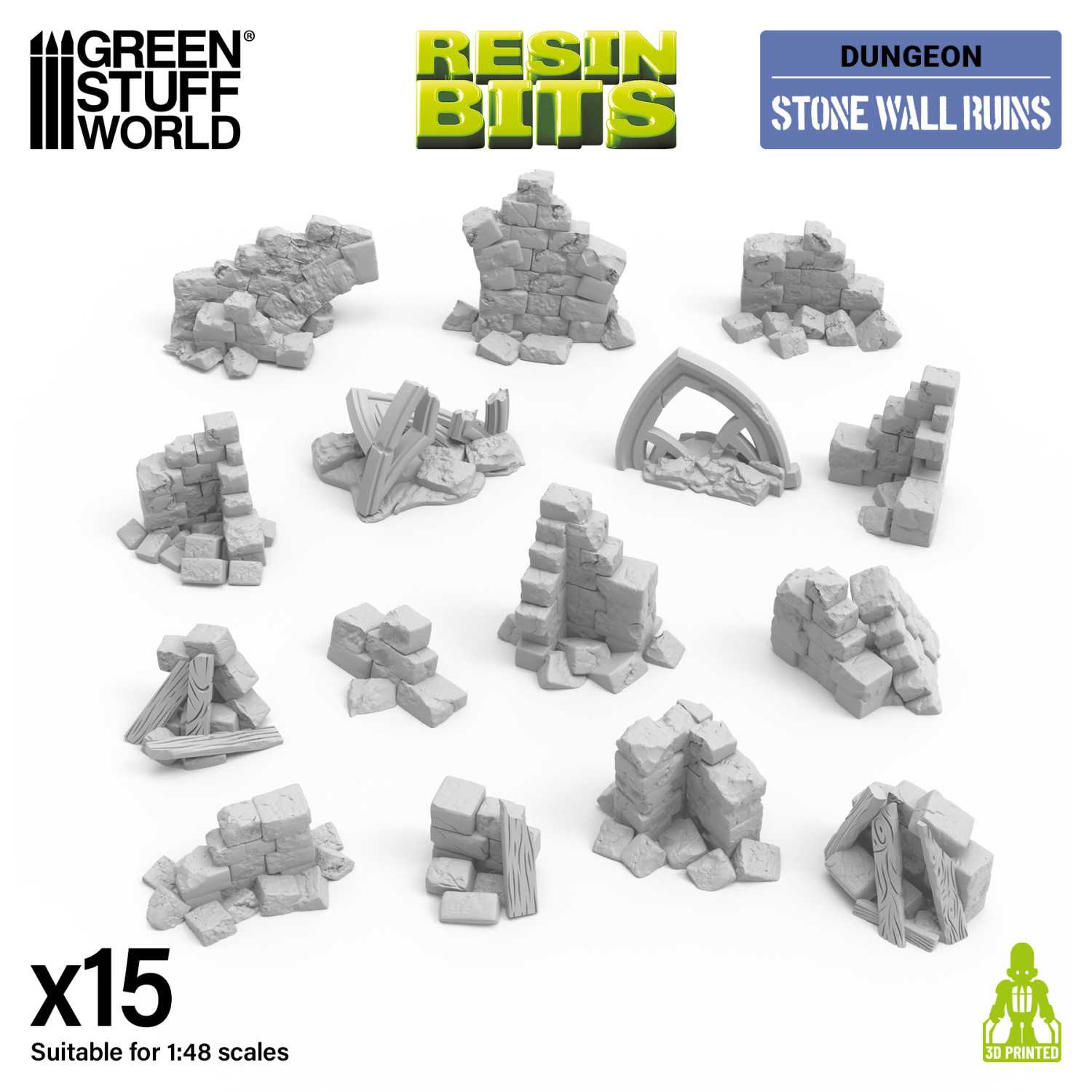 Scale Stone Models Stone wall ruins 1:48 | Resin bits for scale models - GSW