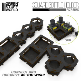 Support pour bouteille de colle carré | Compatible avec les pots de peinture Tamiya et les colles pour plastiques