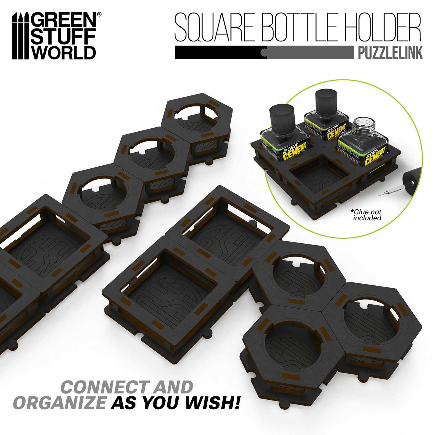 Square bottle Holder for Cement glue x2