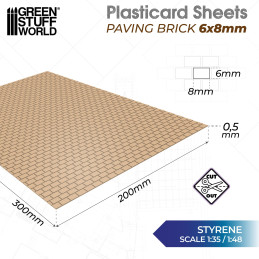 Foglio Plasticard - Pavimento Mattonato 6x8mm