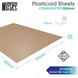 Plancha Plasticard CORRUGADO FINO 0.5mm ancho | Planchas texturizadas modelismo