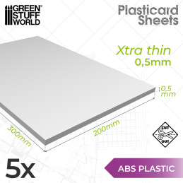ABS Plasticard A4 - 0'5 mm COMBOx5 sheets | Plain Sheets ABS Plasticard A4 - 0'5 mm COMBOx5 sheets | Plain Sheets