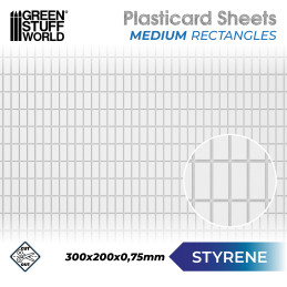 ABS Plasticard - MEDIUM RECTANGLES Textured Sheet - A4 | Textured Sheets