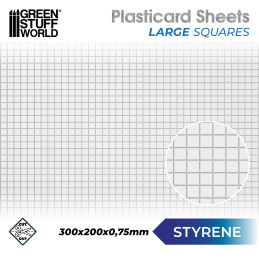 ABS Plasticard - LARGE SQUARES Textured Sheet - A4 | Textured Sheets