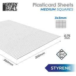 ABS Plasticard - MEDIUM SQUARES Textured Sheet - A4 | Textured Sheets