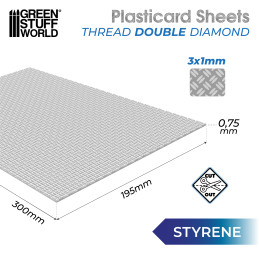 Plancha Plasticard DOBLE DIAMANTE - tamaño A4 Planchas Texturizadas