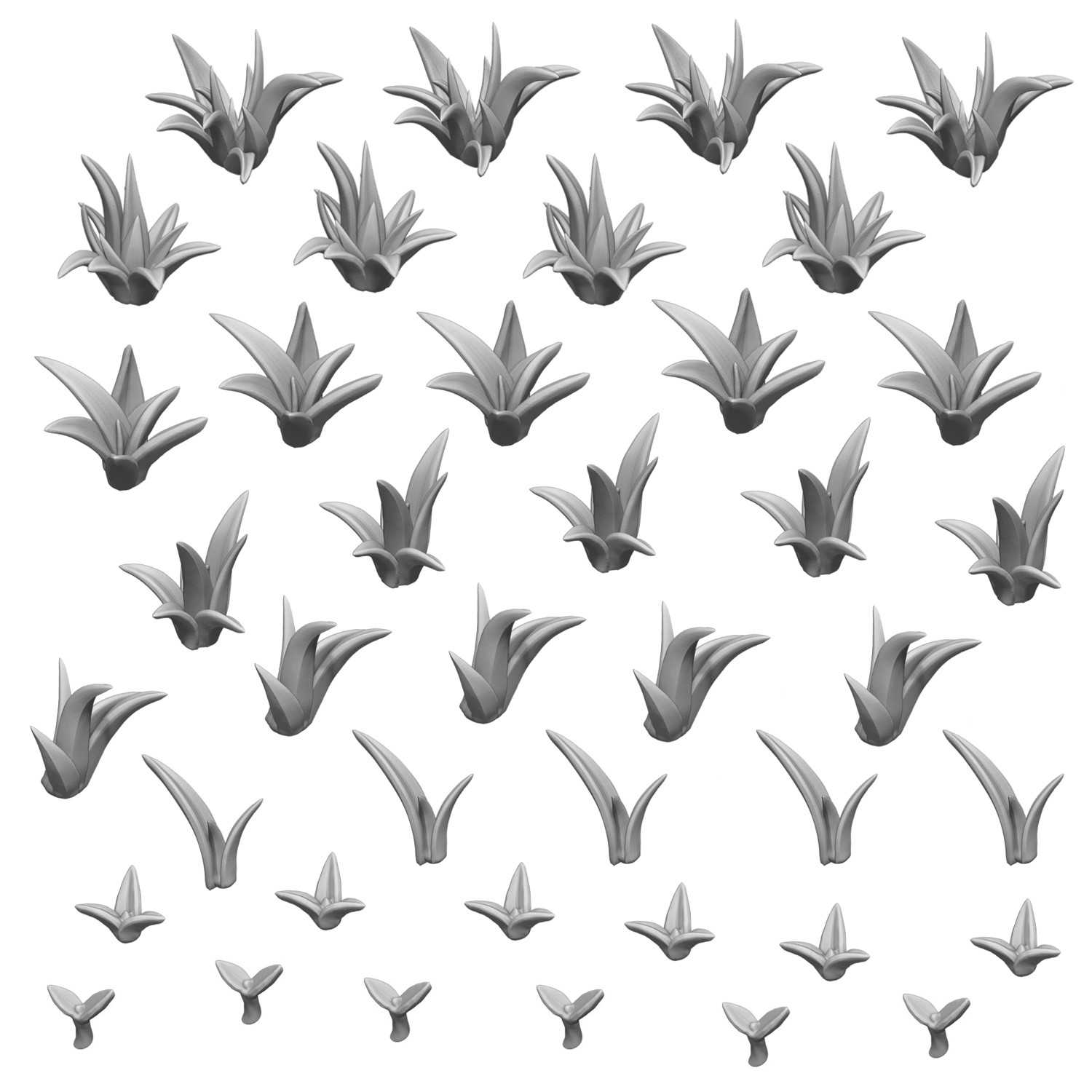 3D printed set - Grass Clumps 1:48