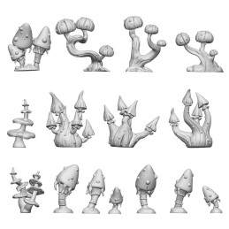 3D printed set - Fantasy Mushrooms 1:48-1:35
