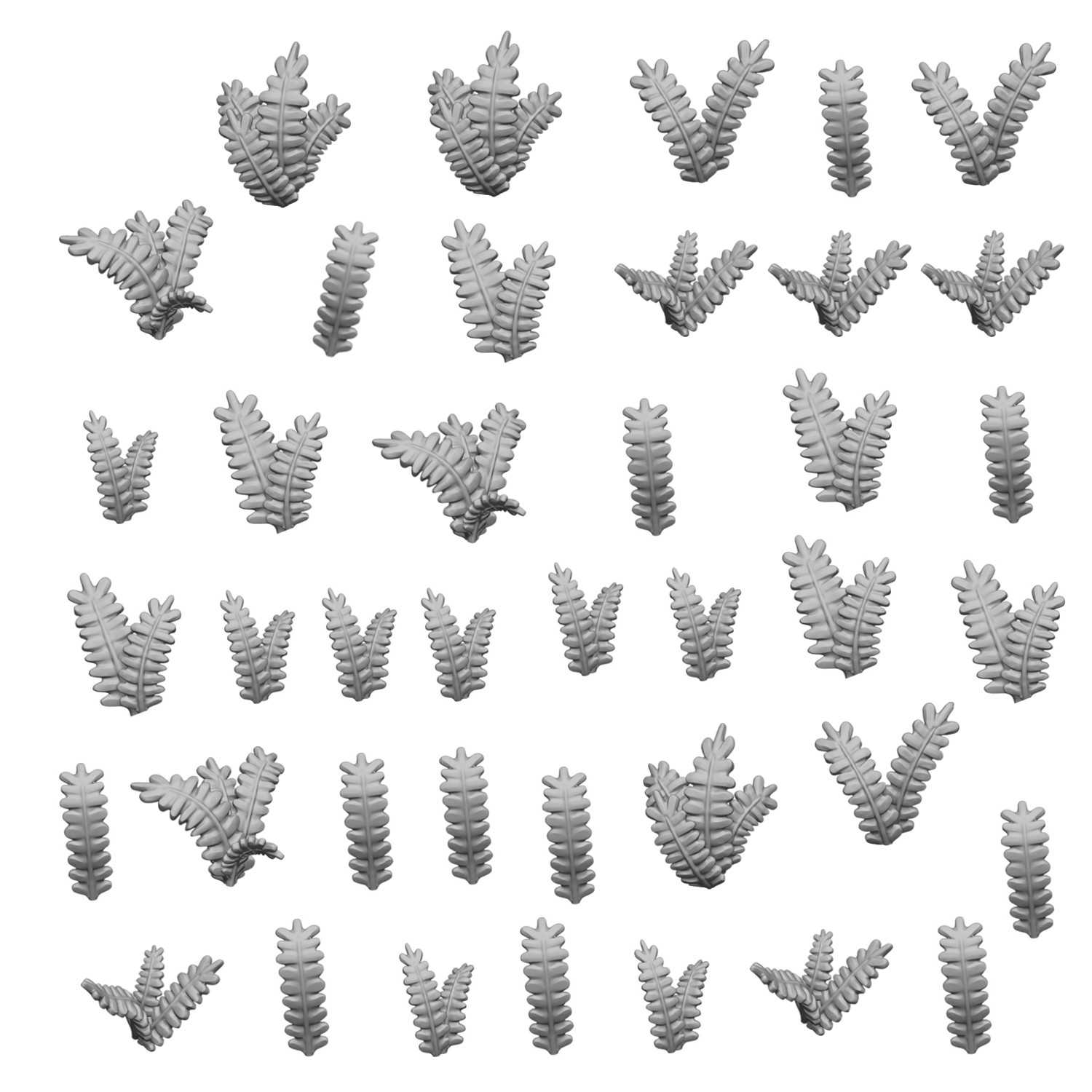 3D printed set - Fern leaves 1:48-1:35