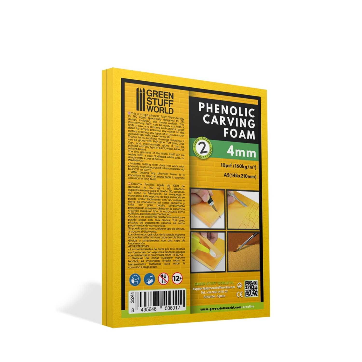 Phenolic Carving Foam 4mm - A5 size for modeling and crafts