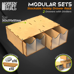 Magnetized and stackable drawer module | MDF storage for model-making and craft