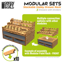 Module de rangement en MDF avec 4 tiroirs et aimants | Tiroirs modulaires pour modélisme et loisirs créatifs