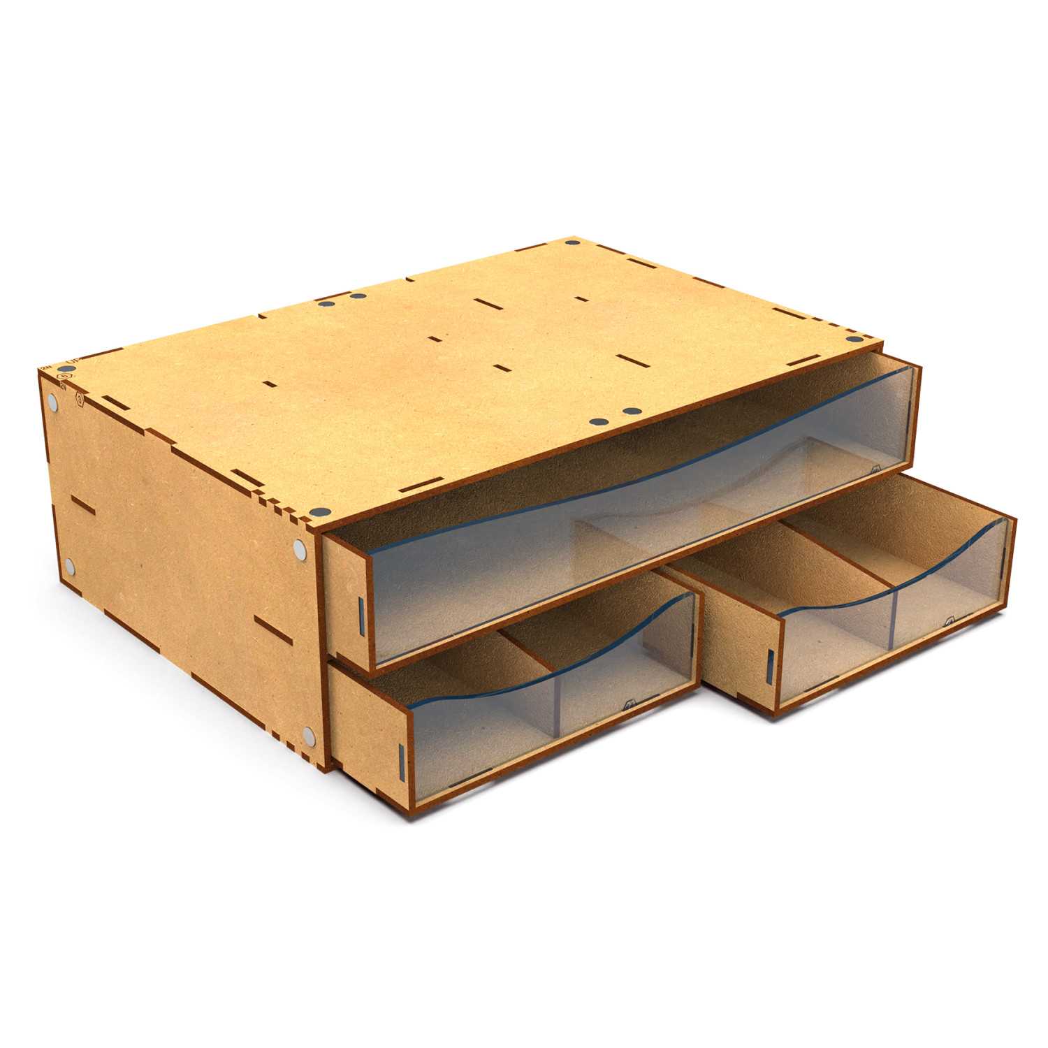 Modulo contenitore MDF con 4 cassetti e magneti | Cassetti modulari per modellismo e artigianato Modulo contenitore MDF con 4 cassetti e magneti | Cassetti modulari per modellismo e artigianato