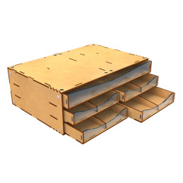 MDF-Aufbewahrungsmodul mit 5 Schubladen und Magnete | Modulare Schubladen für Modellbau und Basteln