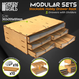 Módulo de almacenamiento DM con 5 cajones e imanes | Cajones modulares modelismo y manualidades