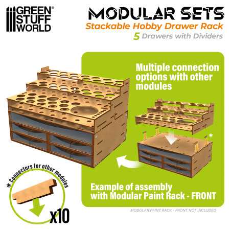 Magnetized Stackable Hobby Drawer Rack with 5 horizontal drawers - GSW