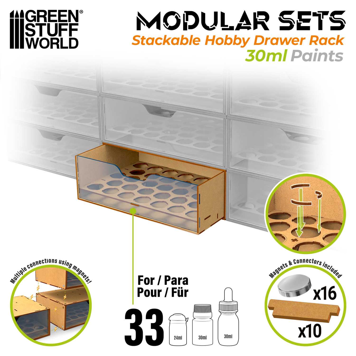 Gsw Paint Rack Stackable Hobby Paint Rack 30 ml with magnets - GSW