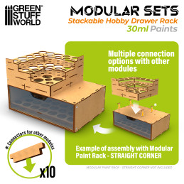 Módulo extraíble organizador de pinturas 30ml apilable y magnetizado para modelismo y manualidades Módulo extraíble organizador de pinturas 30ml apilable y magnetizado para modelismo y manualidades