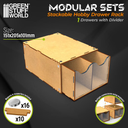 Half Stackable hobby drawer rack with 2 vertical drawers and magnets