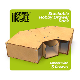 Módulo cajonera esquina apilable con 3 cajones para modelismo y manualidades Módulo cajonera esquina apilable con 3 cajones para modelismo y manualidades