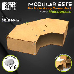 Module d’angle de rangement empilable vide | Rangement en MDF pour modélisme, artisanat et loisirs créatifs Module d’angle de rangement empilable vide | Rangement en MDF pour modélisme, artisanat et loisirs créatifs