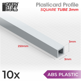 Perfil Plasticard TUBO CUADRADO 3 mm Perfiles Cuadrados