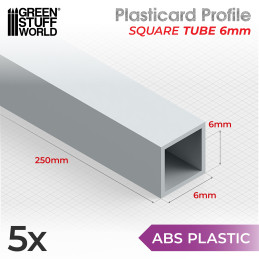 Perfil Plasticard TUBO CUADRADO 6mm
