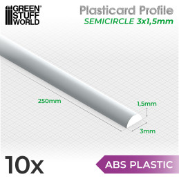 Profilato Plasticard SEMICERCHIO 3 mm
