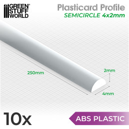 ABS Plasticard - Profile SEMICIRCLE 4mm