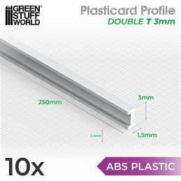 ASA Polystyrol-Profile DOPPEL-T Plastikcard 3 mm