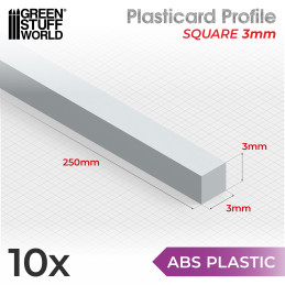 Perfil Plasticard BARRA CUADRADA 3 mm