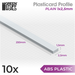 Plasticard PROFILÉ PLAT 2.5mm Plasticard PROFILÉ PLAT 2.5mm