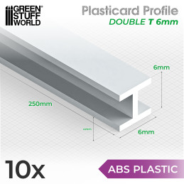 Perfil Plasticard en H 6mm (Viga)