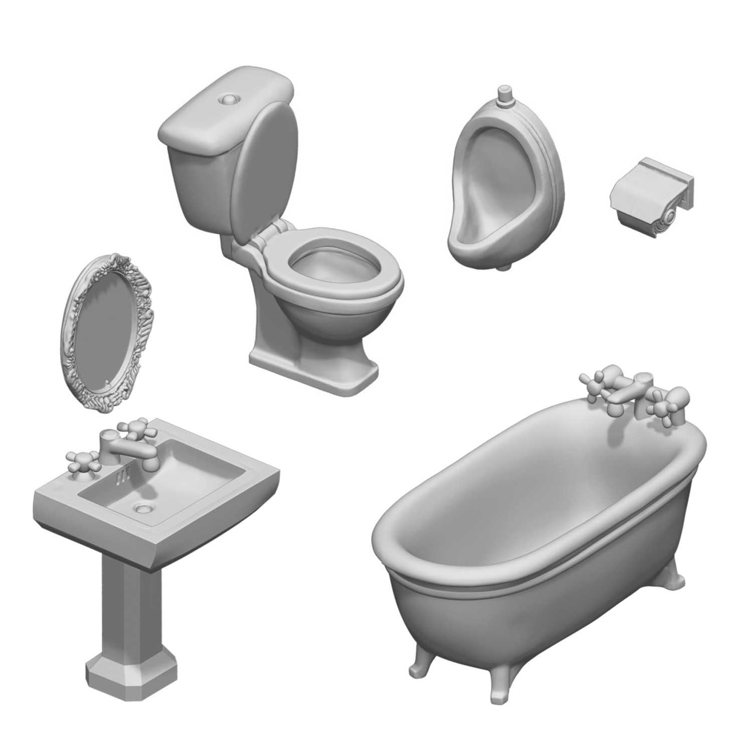 Resin Set Toilet and WC 1:48