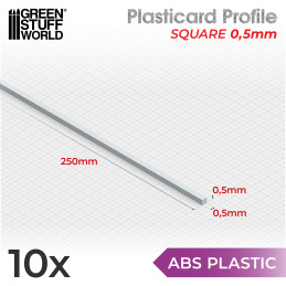 Perfil Plasticard BARRA QUADRATA 0,5mm