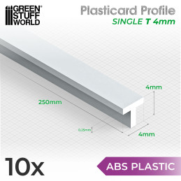 ASA Polystyrol-Profile-T Plastikcard 4mm