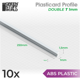 ABS Plasticard - Profile DOUBLE-T 1 mm