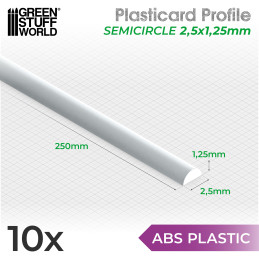 Perfil Plasticard SEMICIRCULO 2.5 mm