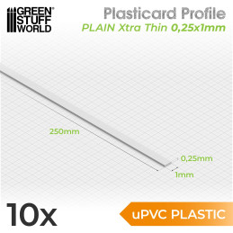 Perfil Plasticard uPVC - Ultra Finas 0.25x1mm