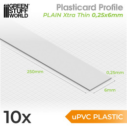 Profilato Plasticard uPVC - Extra Sottili 0.25mmx 6mm