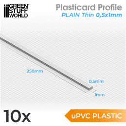uPVC Plasticard - Dünn 0.50mm x 1mm